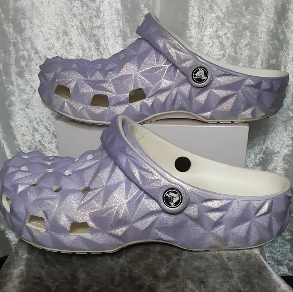 CROCS Geo Clog Shoes Lavender Sparkle Womans 9 Mens 7 - Picture 7 of 11